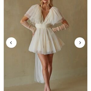 American Threads tulle bow train mini dress